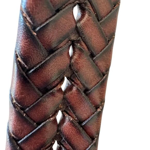 Brighton Women\'s Brown Braided  Woven Leather Brown Belt with Metal Studs Sz M/L main image 7
